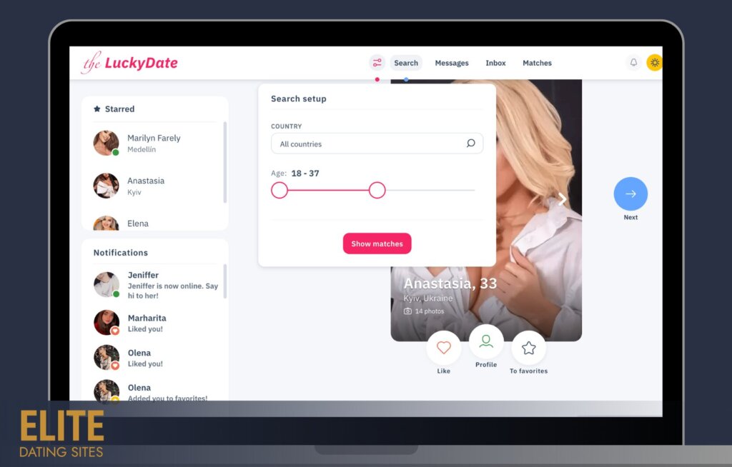 TheLuckyDate search filters